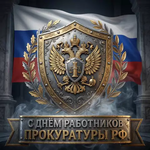 С Днём работников прокуратуры РФ — 3D открытка с надписью