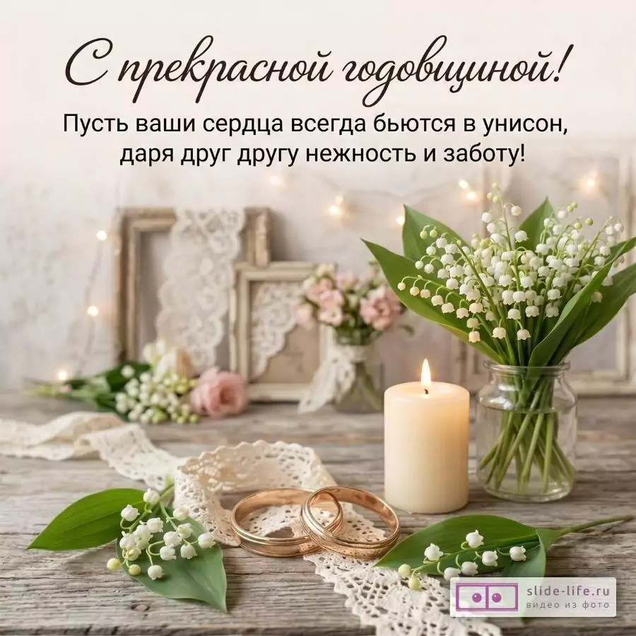Кружевная Свадьба 13 Лет — Теплая Открытка с Пожеланиями Любви