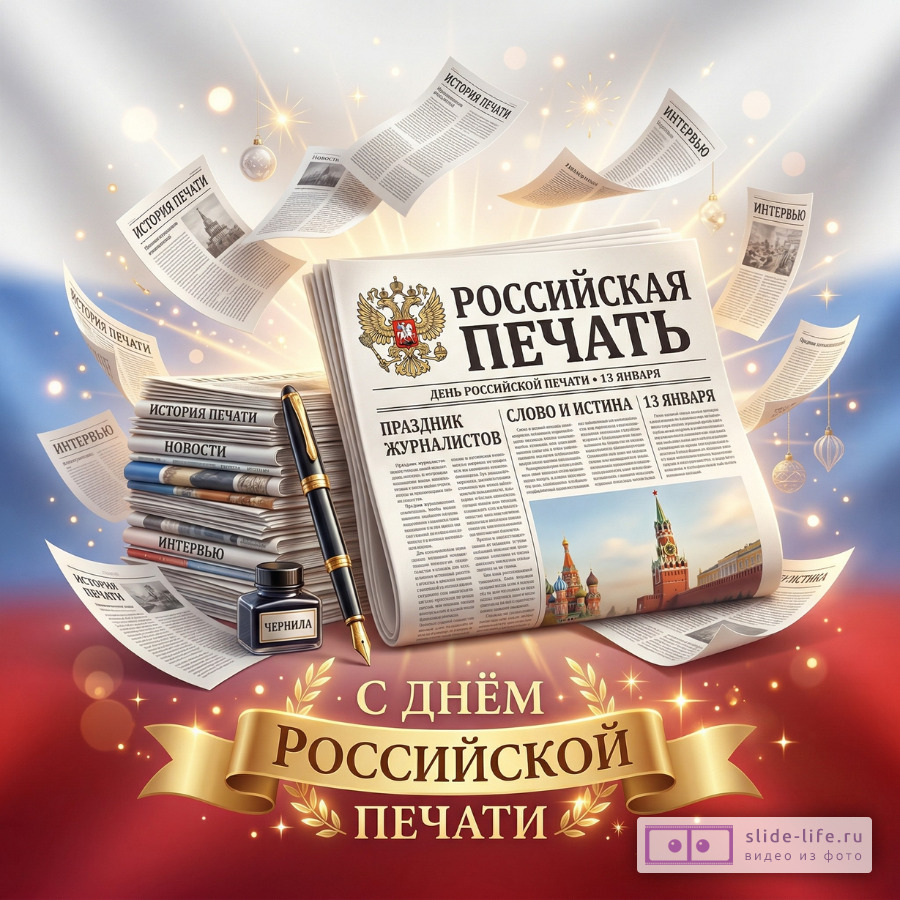 Красивая открытка с Днём печати