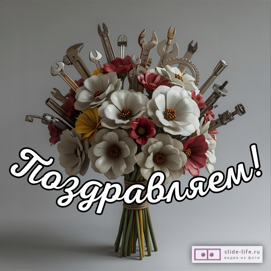 Открытка поздравляем на день инженера с цветами