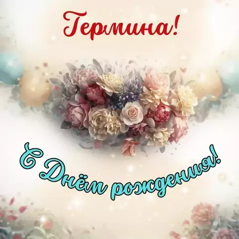 Гермина, с Днём рождения! Стильная открытка