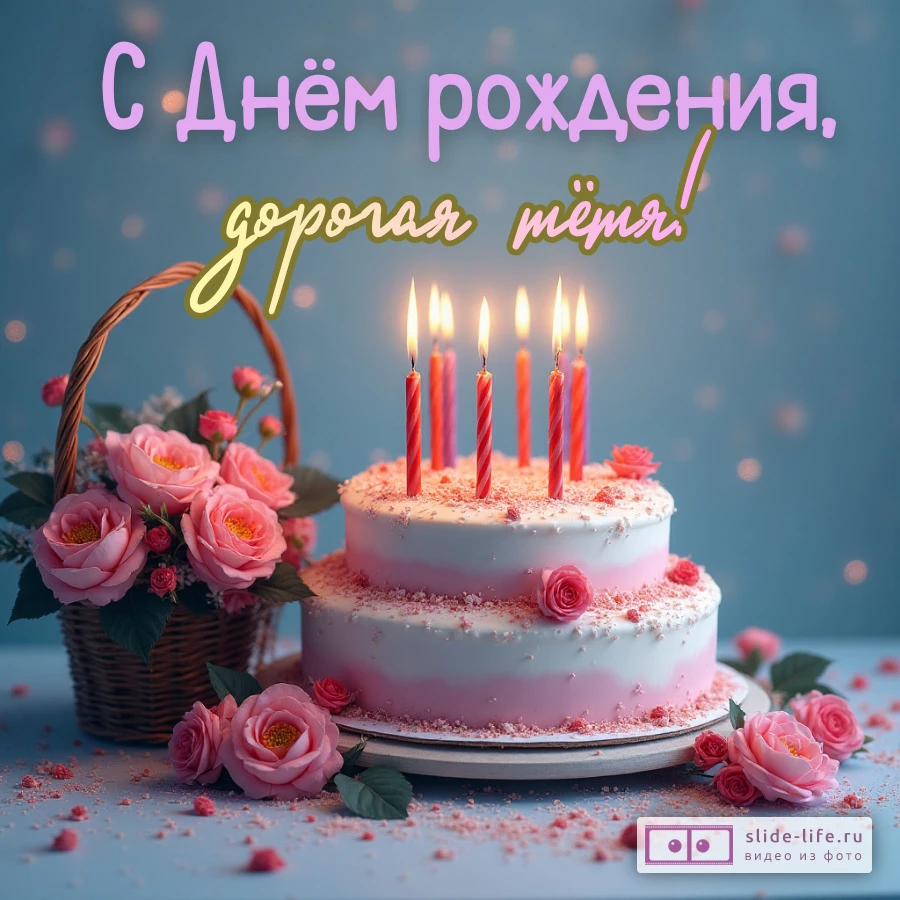 Открытка на день рождения тете современная