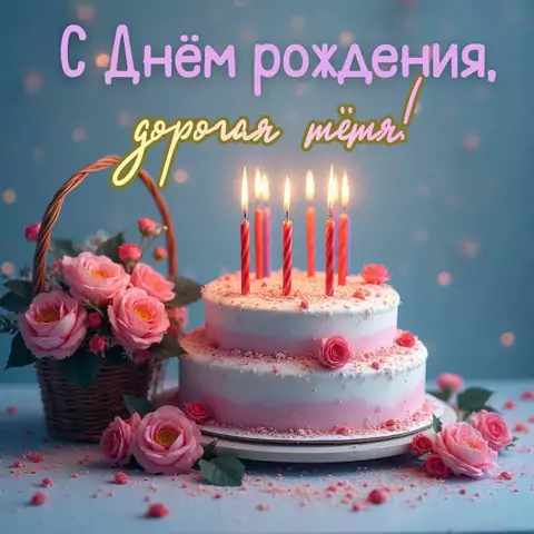 Открытка на день рождения тете современная