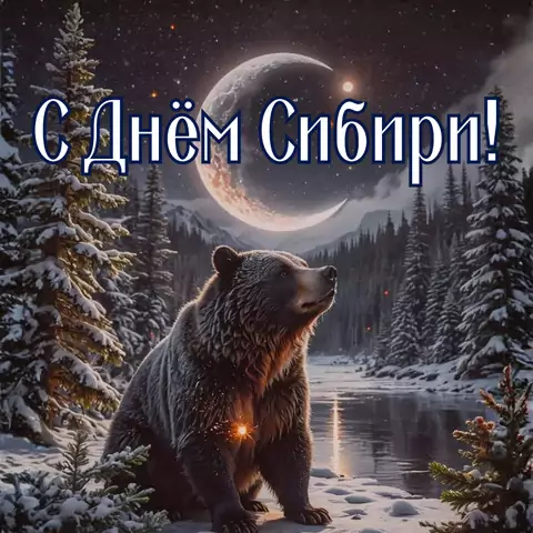 Открытка с днем Сибири стильная