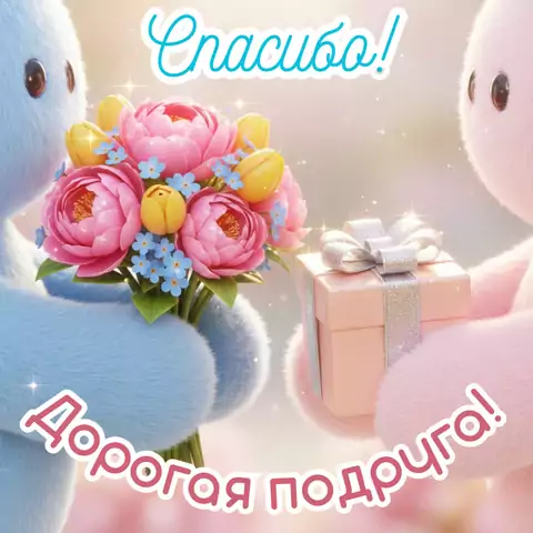 Открытка спасибо подруге