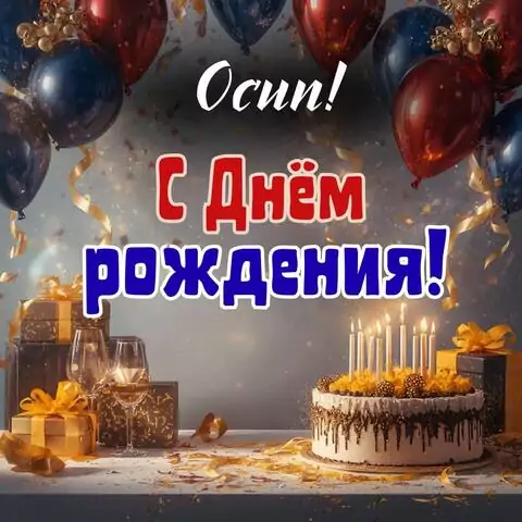 Осип, с Днём рождения! Современная открытка