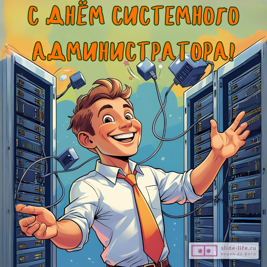 Оригинальная открытка с Днём системного администратора