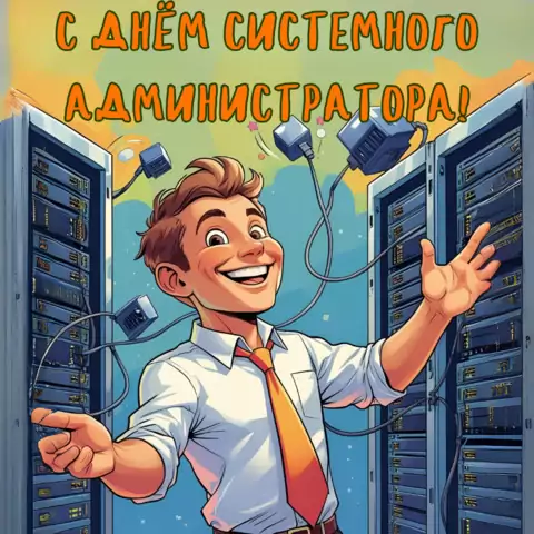 Оригинальная открытка с Днём системного администратора