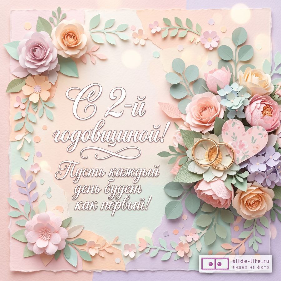 С Днем свадьбы! Поздравление на 2 года совместной жизни