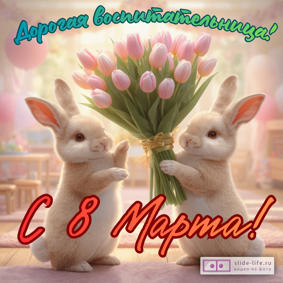 Открытка воспитателю с 8 марта