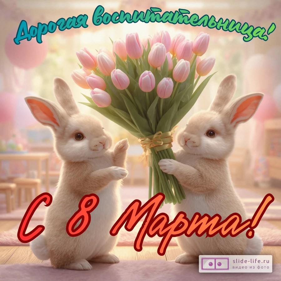 Открытка воспитателю с 8 марта