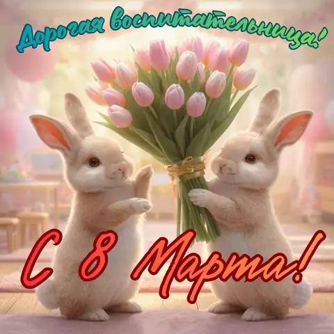 Открытка воспитателю с 8 марта