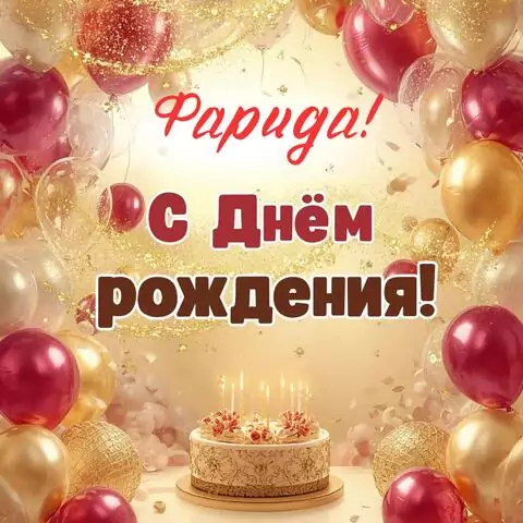 Фарида, с Днём рождения! Современная открытка