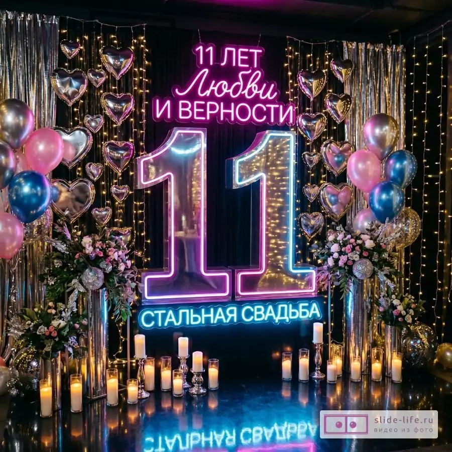 11 лет любви и верности — открытка с годовщиной свадьбы