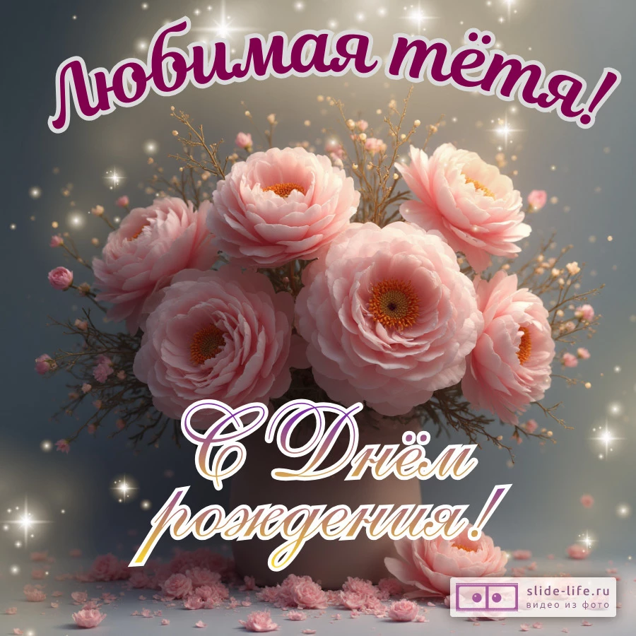 Современная открытка на день рождения тете