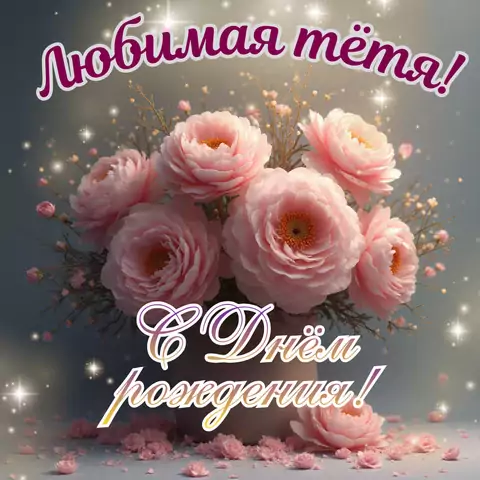 Современная открытка на день рождения тете