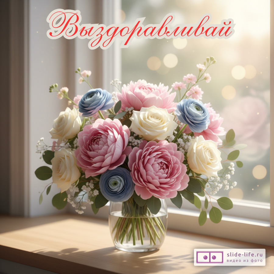 Стильная открытка Выздоравливай в современном дизайне