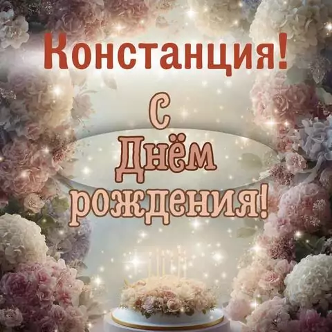 Констанция, с Днём рождения! Красивая открытка
