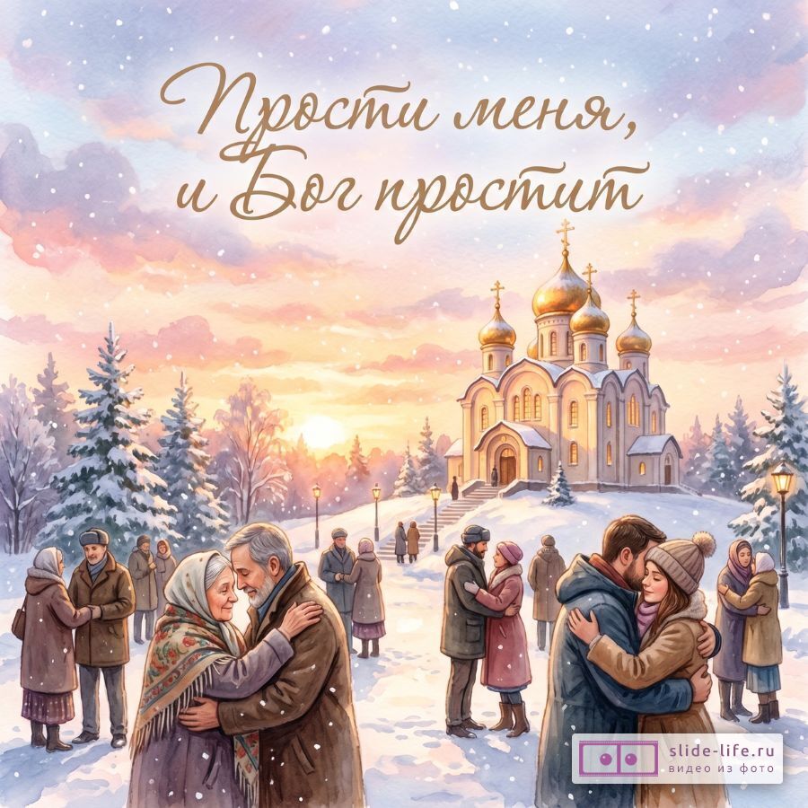 Открытка с прощением: поздравление на Прощёное воскресенье для родных и близких