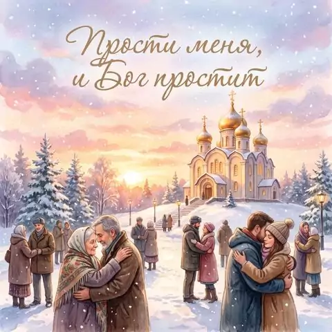 Открытка с прощением: поздравление на Прощёное воскресенье для родных и близких