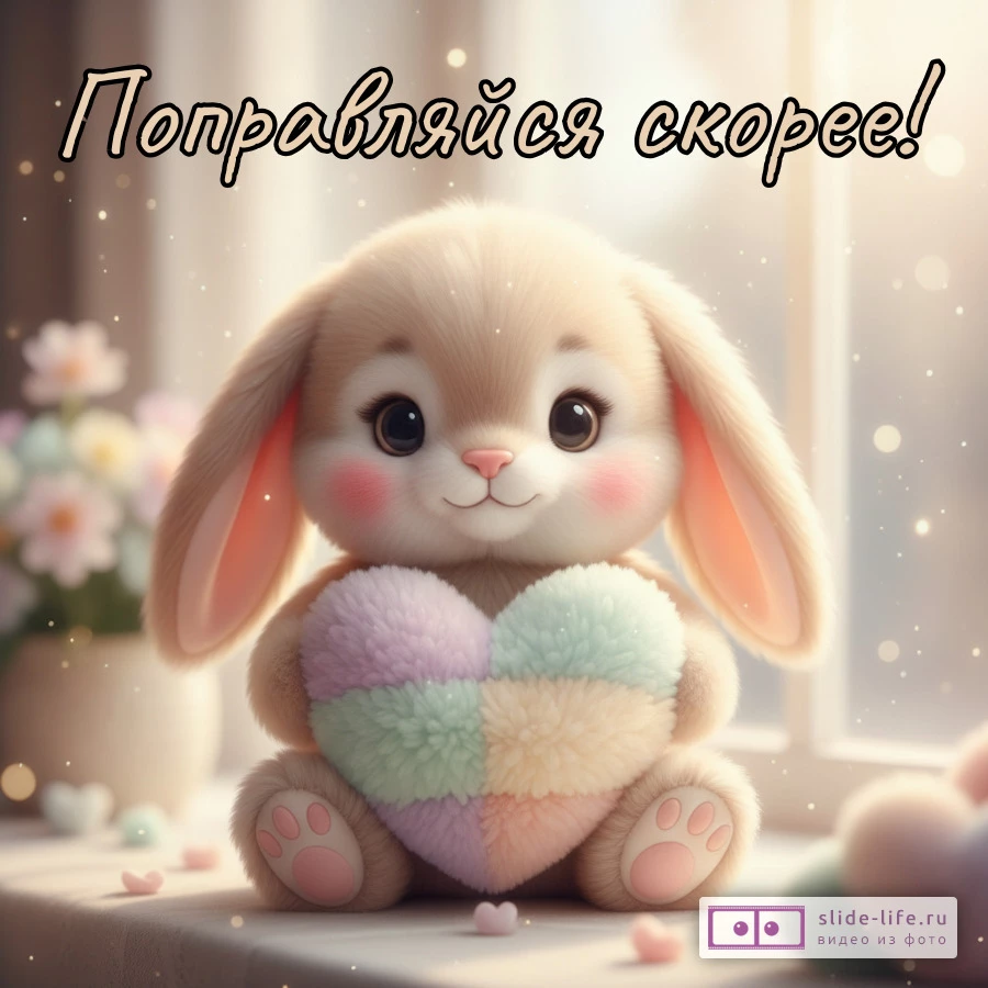 Открытка с надписью Поправляйся скорее