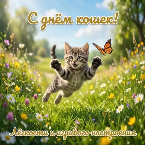 Открытки с котами на День кошек — смешные и милые поздравления
