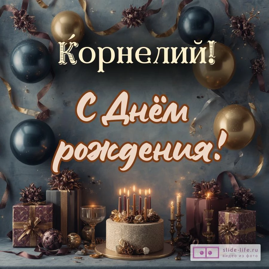 Корнелий, с Днём рождения! Красивая открытка