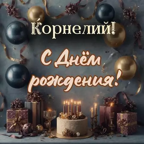 Корнелий, с Днём рождения! Красивая открытка