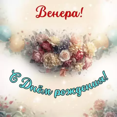 Венера, с Днём рождения! Стильная открытка