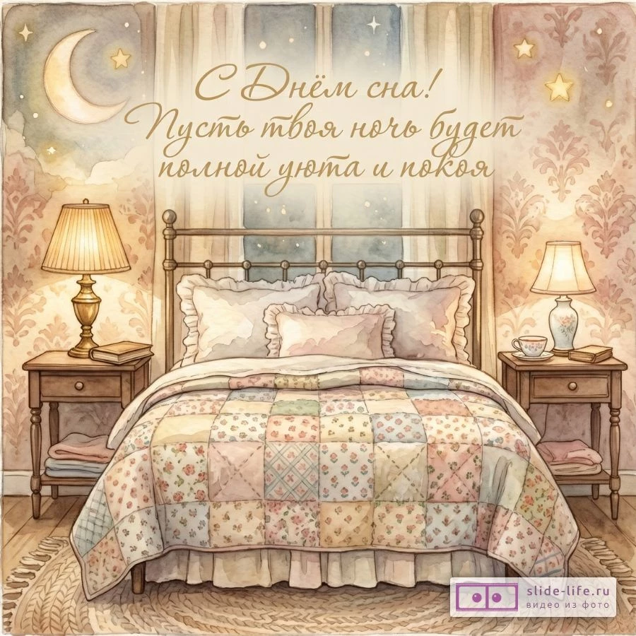 С добрым утром и спокойной ночью Открытка с пожеланиями на ночь
