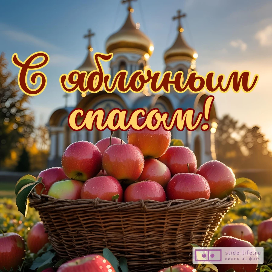 Открытка с яблочным спасом православная