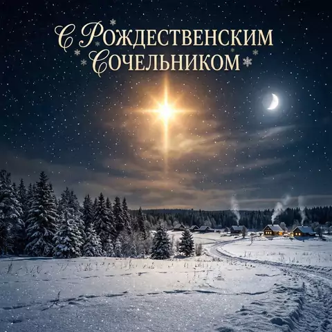 Открытка для поздравления на рождественский сочельник