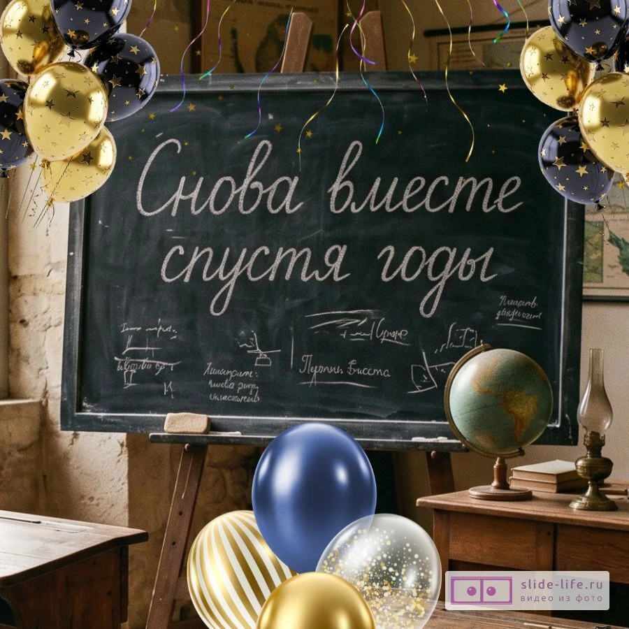 Открытка на встречу выпускников — снова вместе спустя годы школьная классика