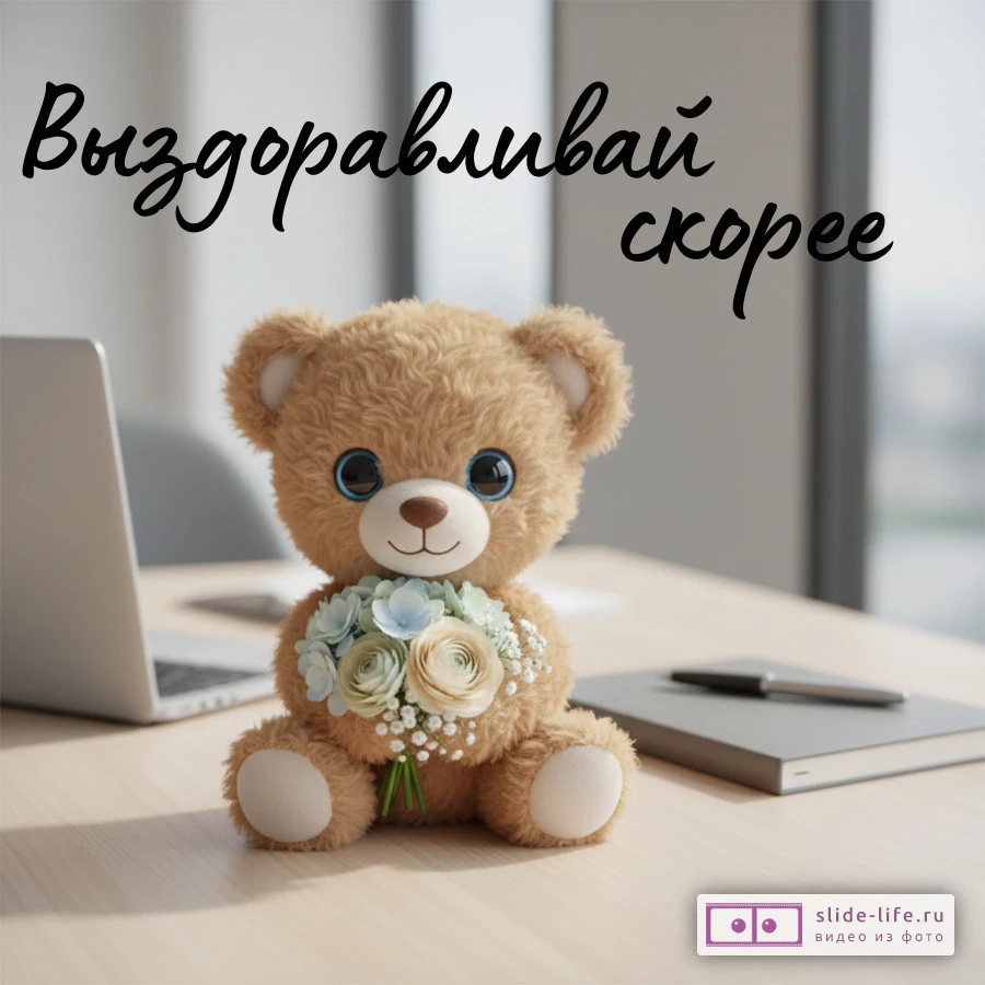 Открытка выздоравливай коллеге  деловой стиль