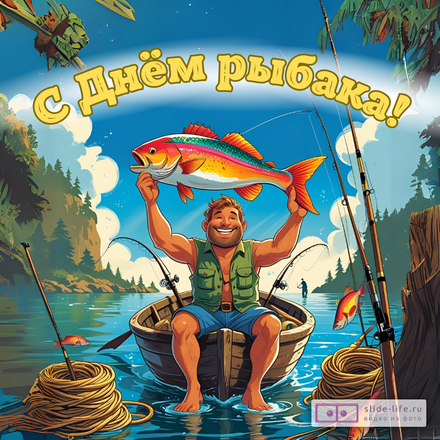 Открытка необычная с днем рыбака