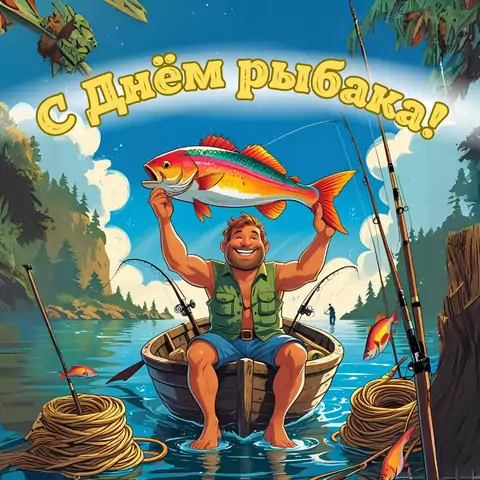 Открытка необычная с днем рыбака