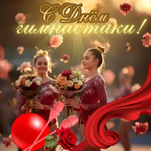 Красивая открытка с Днём гимнастики