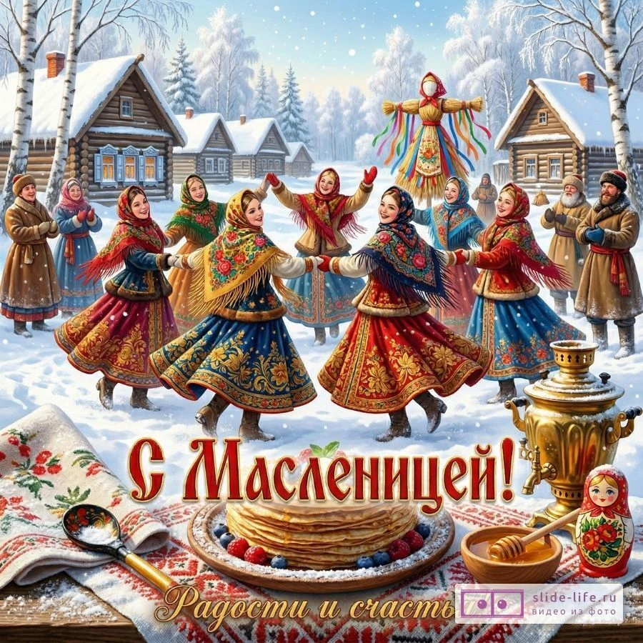 С Масленицей! Открытки с весёлыми зимними гуляниями