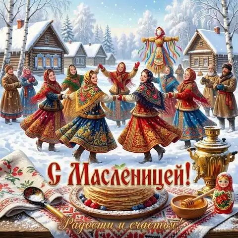 С Масленицей! Открытки с весёлыми зимними гуляниями