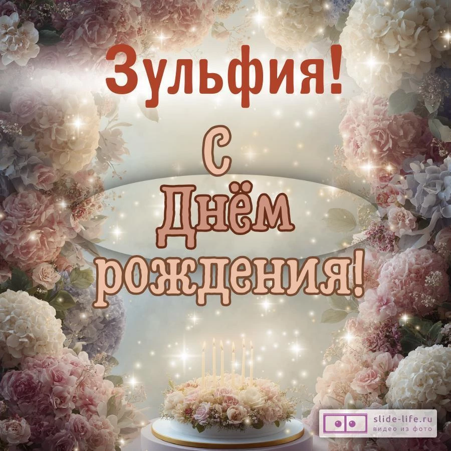 Зульфия, с Днём рождения! Красивая открытка