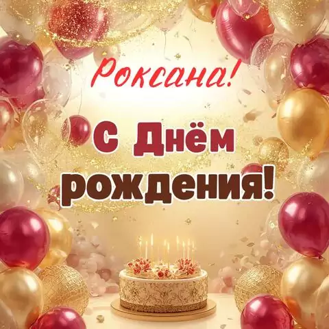 Роксана, с Днём рождения! Современная открытка