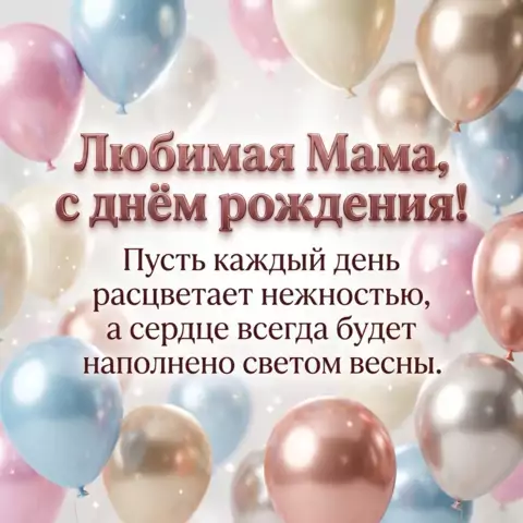 Открытка маме на день рождения с пожеланием весеннего света