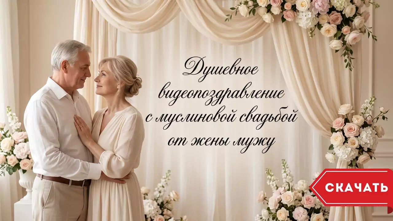 Видеопоздравление с Муслиновой свадьбой мужу о любви в которой легко дышать