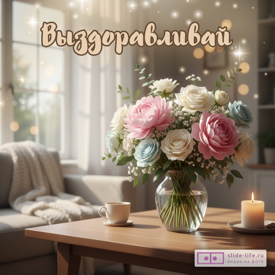 Картинка Выздоравливай скорее с нежными цветами