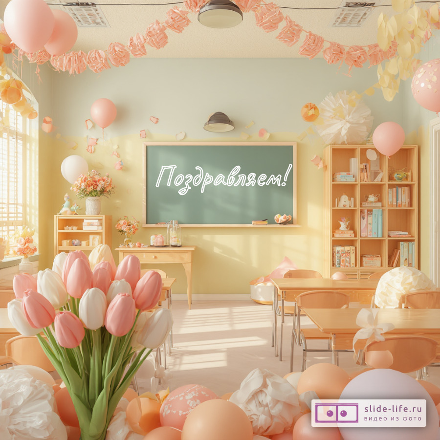 Открытка в школу с 8 марта