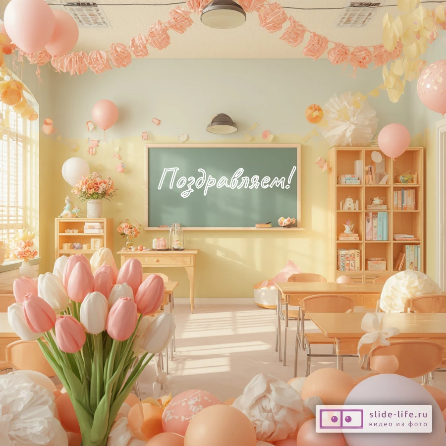 Открытка в школу с 8 марта