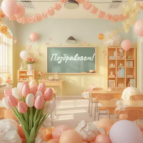 Открытка в школу с 8 марта