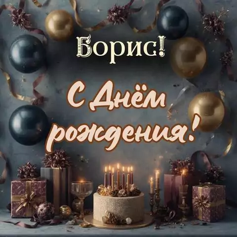 Борис, с Днём рождения! Красивая открытка