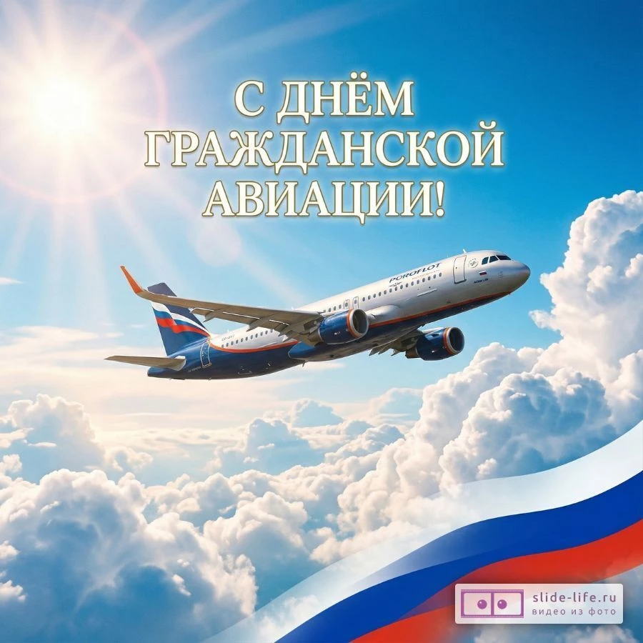 Красивая открытка с Днём гражданской авиации