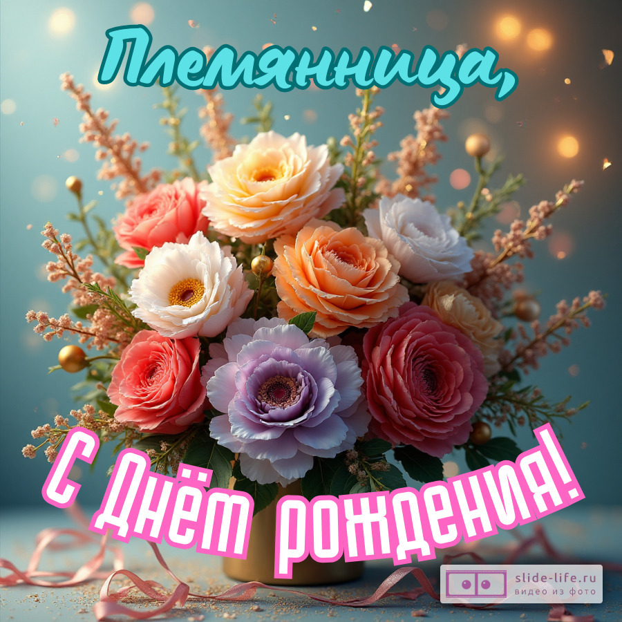 Открытка поздравление племяннице на день рождения